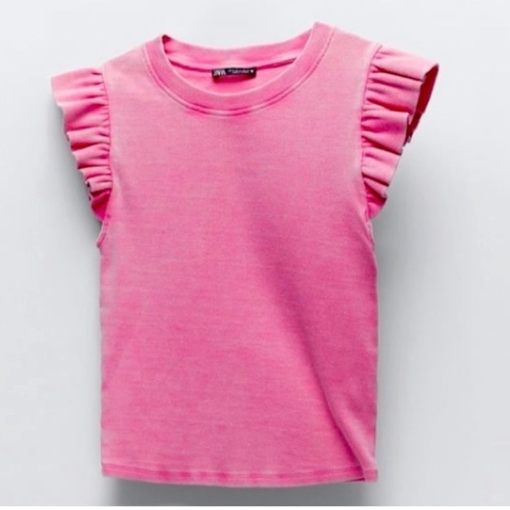 Pink Zara ruffled tank top